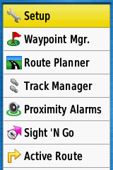 Garmin GPS Main Menu > Setup